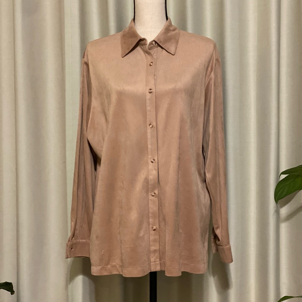 Suede Look Button Down